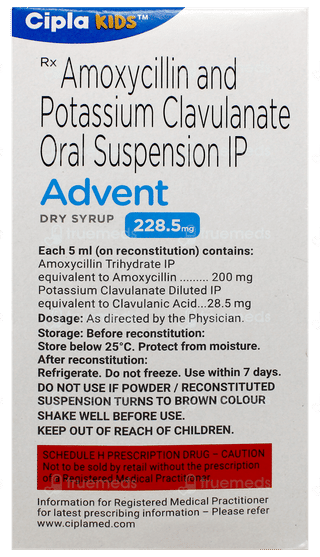 Advent 228.5mg Tangy Orange Flavour Dry Syrup 30ml